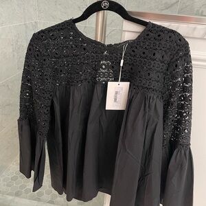 Endless Rose Black Eyelet Embellished Top